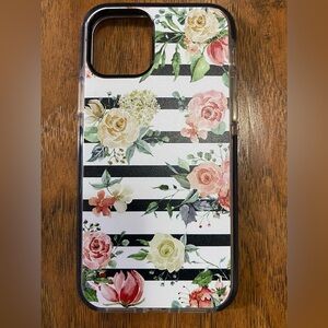 Elegant Floral and Stripe iPhone Case